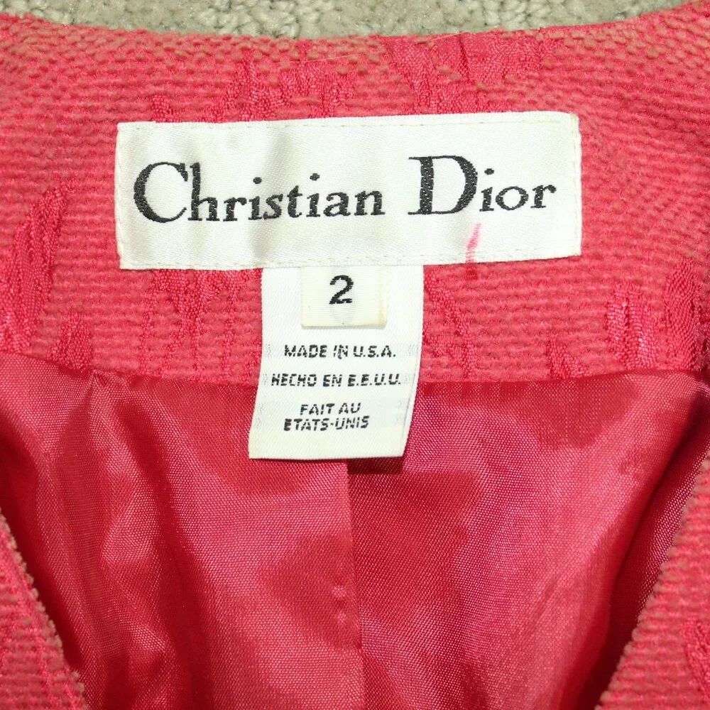 Christian Dior Women's Size 2 Vintage Pink Jacquard Blazer